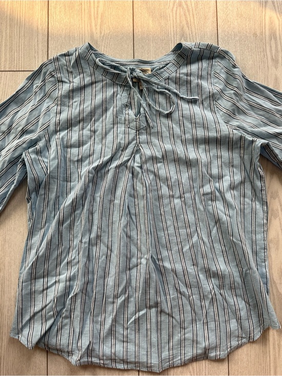 St. John's Bay Tops - St. John's Bay Blue Striped Tie-Neck Tunic